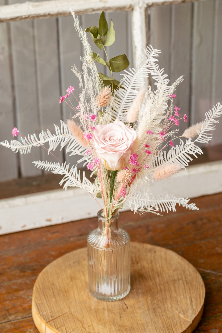 Bouquet séché & rose éternelle - Rose