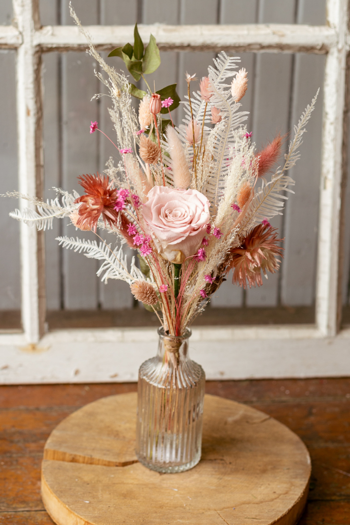 Bouquet séché & rose éternelle - Rose