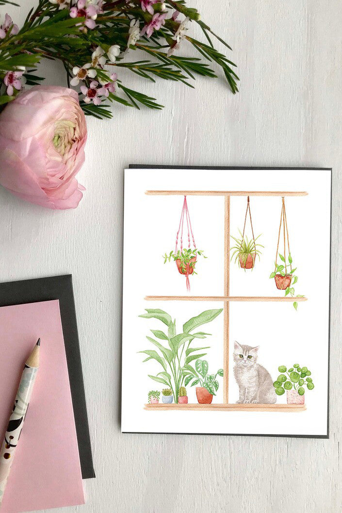 Greeting card - Cat at the window