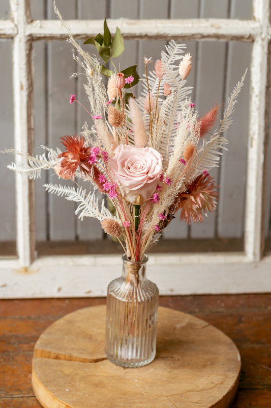 Dried bouquet & eternal rose - Pink