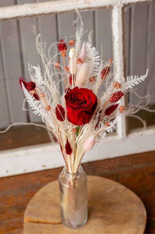 Dried bouquet &amp; eternal rose - Red *Pre-order price*