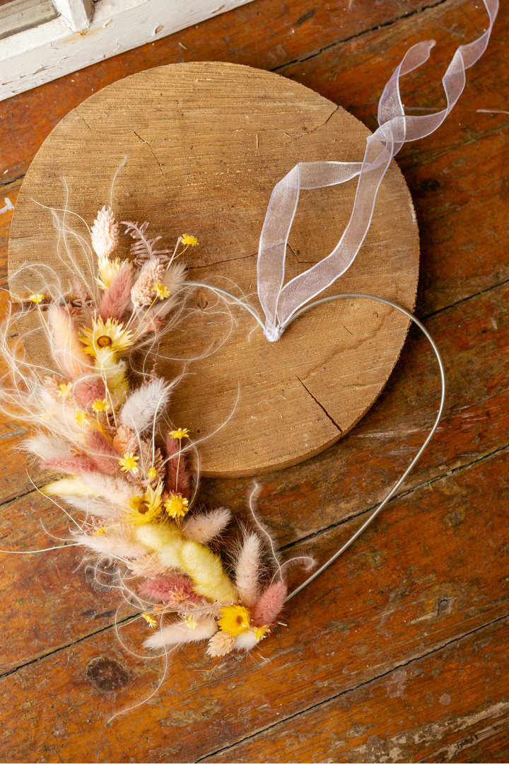 Coeur en fleurs préservées