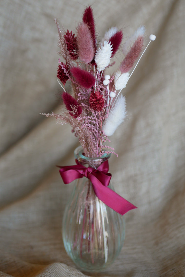 Bouteille de fleurs préservées (plusieurs teintes disponibles)