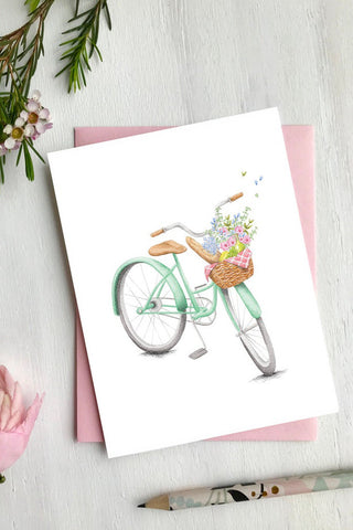 Carte de souhait - Bicyclette de printemps
